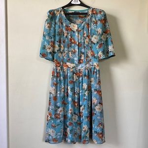 Mikarose 3/4 sleeve sheer floral dress size S